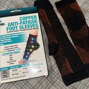 Black and Orange Compression Foot Sleeves
